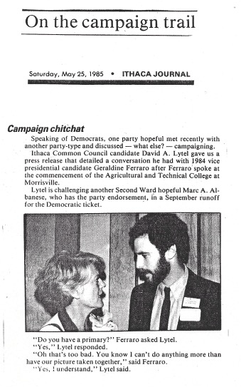 I served one term on the Ithaca City Council